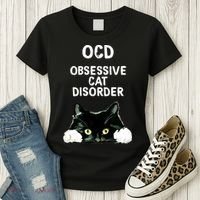 Ocd Obsessive Cat Disorder Animals Black And White Cat Women's T-Shirt thumb 3