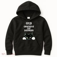 Ocd Obsessive Cat Disorder Animals Black And White Cat Kids Hoodie thumb 0