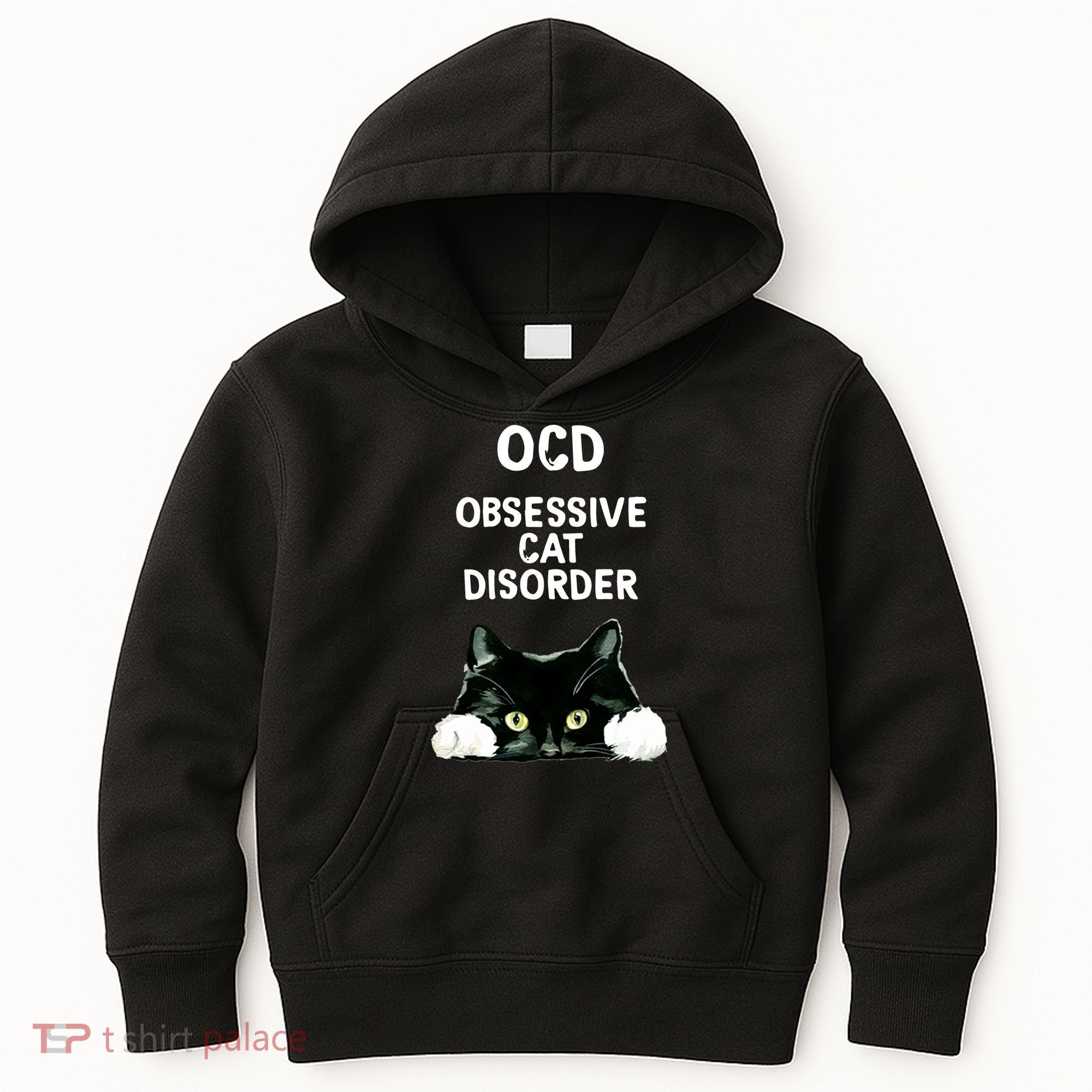 Ocd Obsessive Cat Disorder Animals Black And White Cat Kids Hoodie