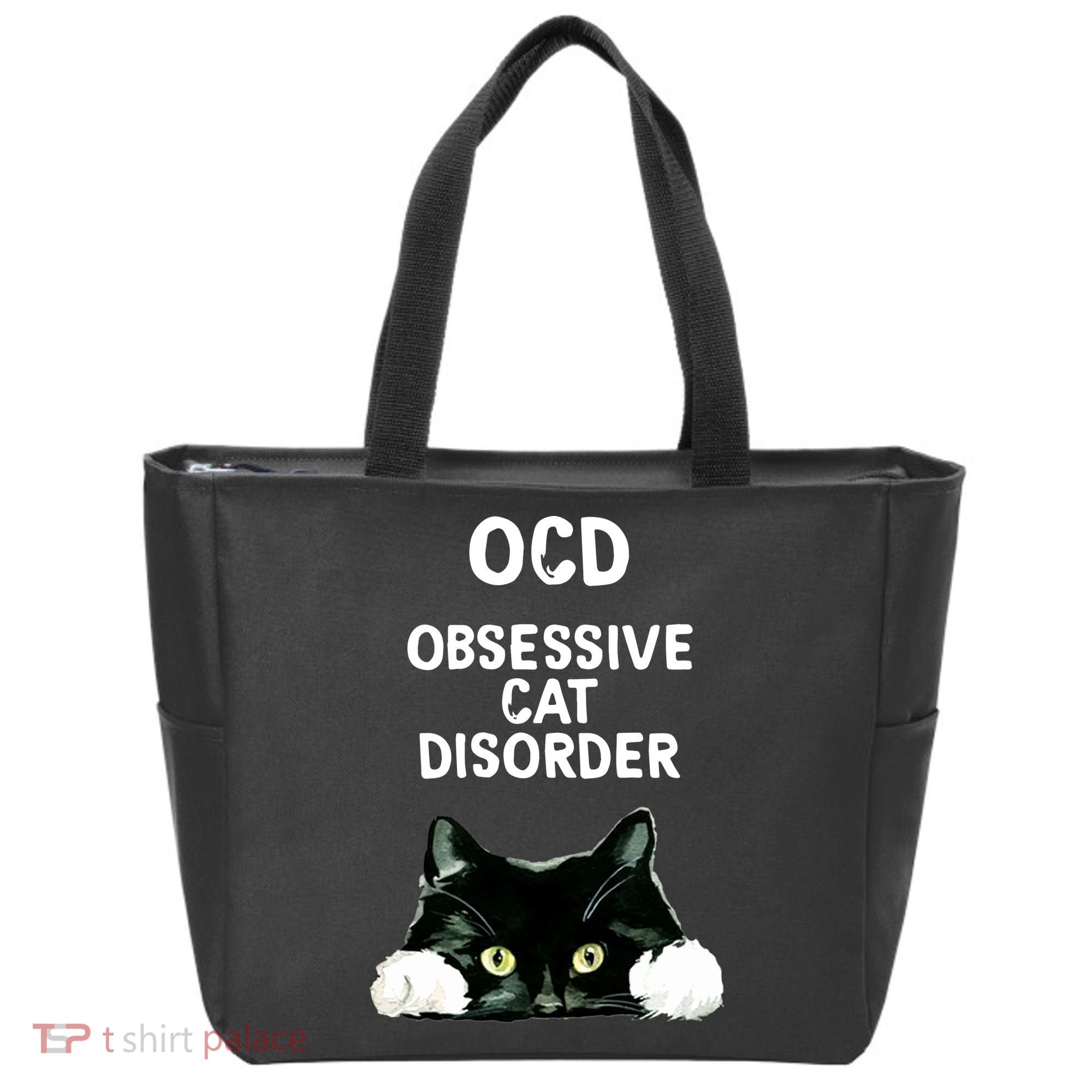 Ocd Obsessive Cat Disorder Animals Black And White Cat Tote Bag