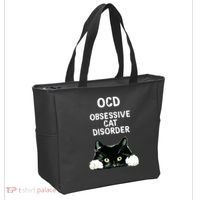 Ocd Obsessive Cat Disorder Animals Black And White Cat Tote Bag thumb 2