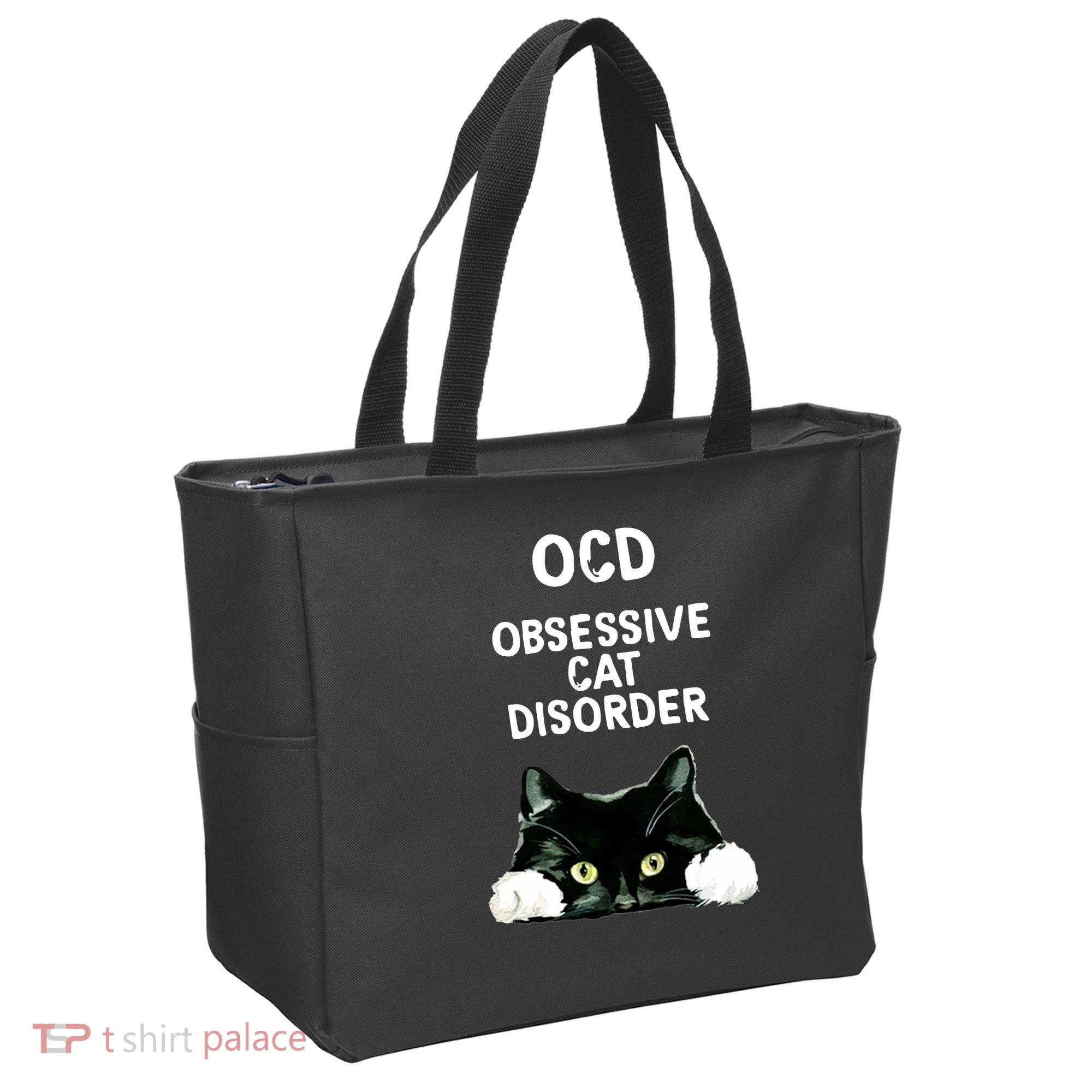 Ocd Obsessive Cat Disorder Animals Black And White Cat Tote Bag