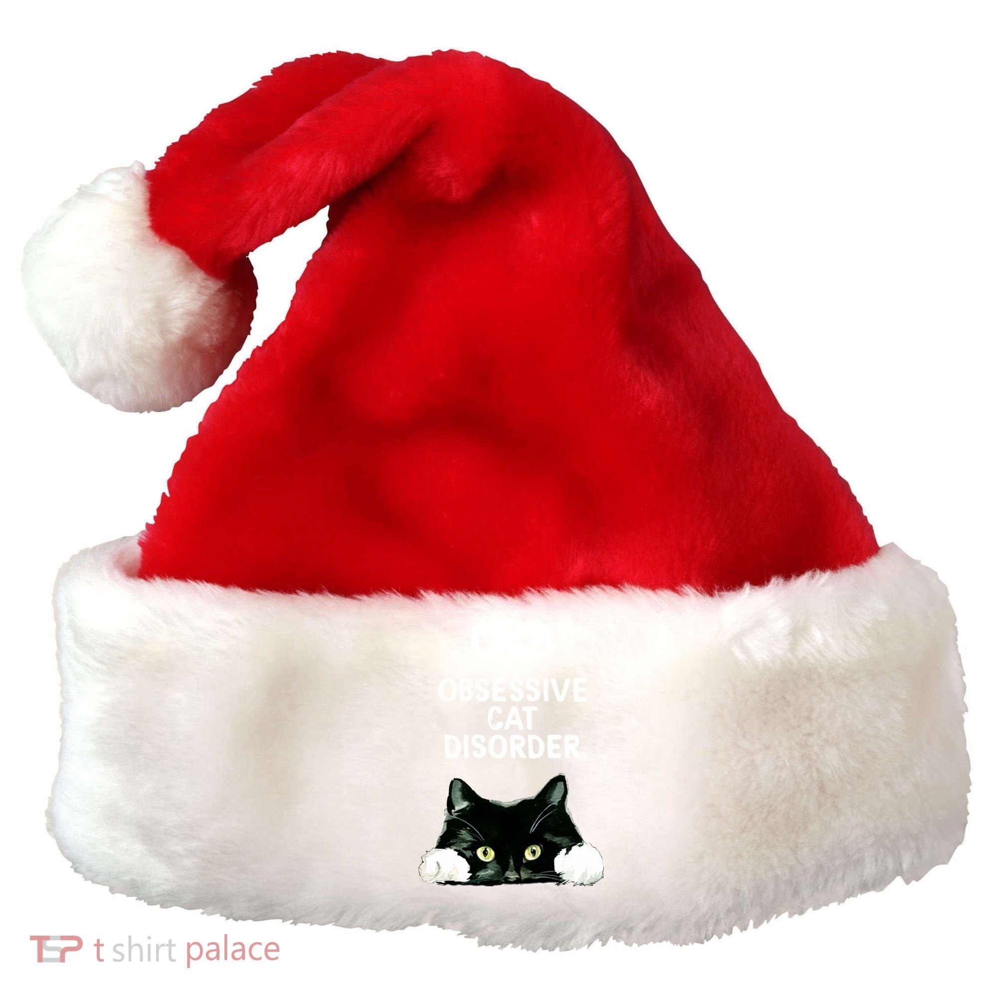 Ocd Obsessive Cat Disorder Animals Black And White Cat Santa Hat