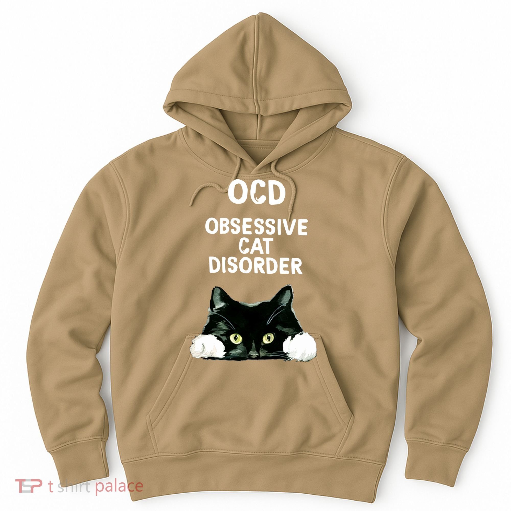 Ocd Obsessive Cat Disorder Animals Black And White Cat Hoodie