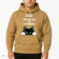 Ocd Obsessive Cat Disorder Animals Black And White Cat Hoodie thumb 2