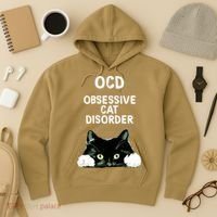 Ocd Obsessive Cat Disorder Animals Black And White Cat Hoodie thumb 3