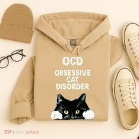 Ocd Obsessive Cat Disorder Animals Black And White Cat Hoodie thumb 4
