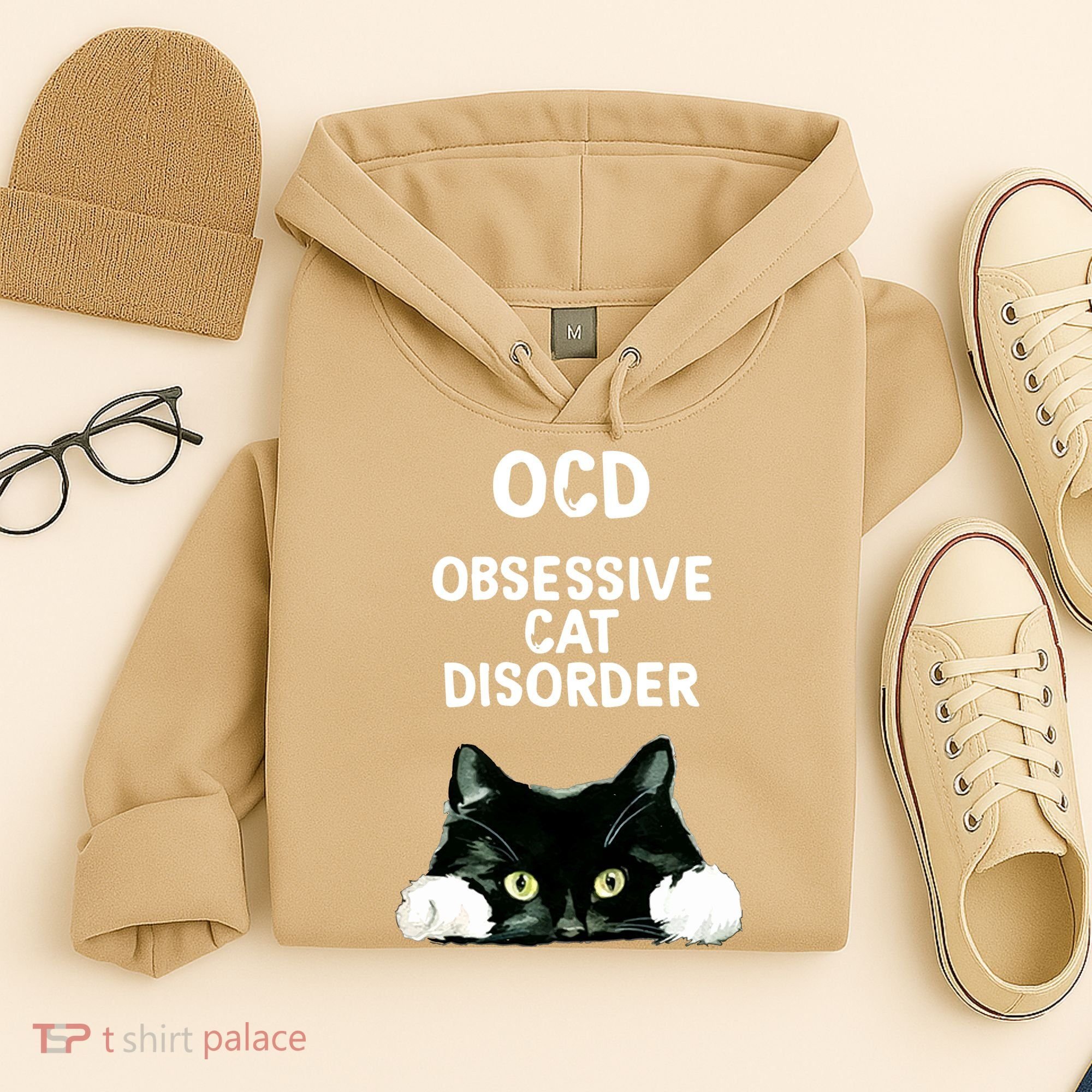 Ocd Obsessive Cat Disorder Animals Black And White Cat Hoodie