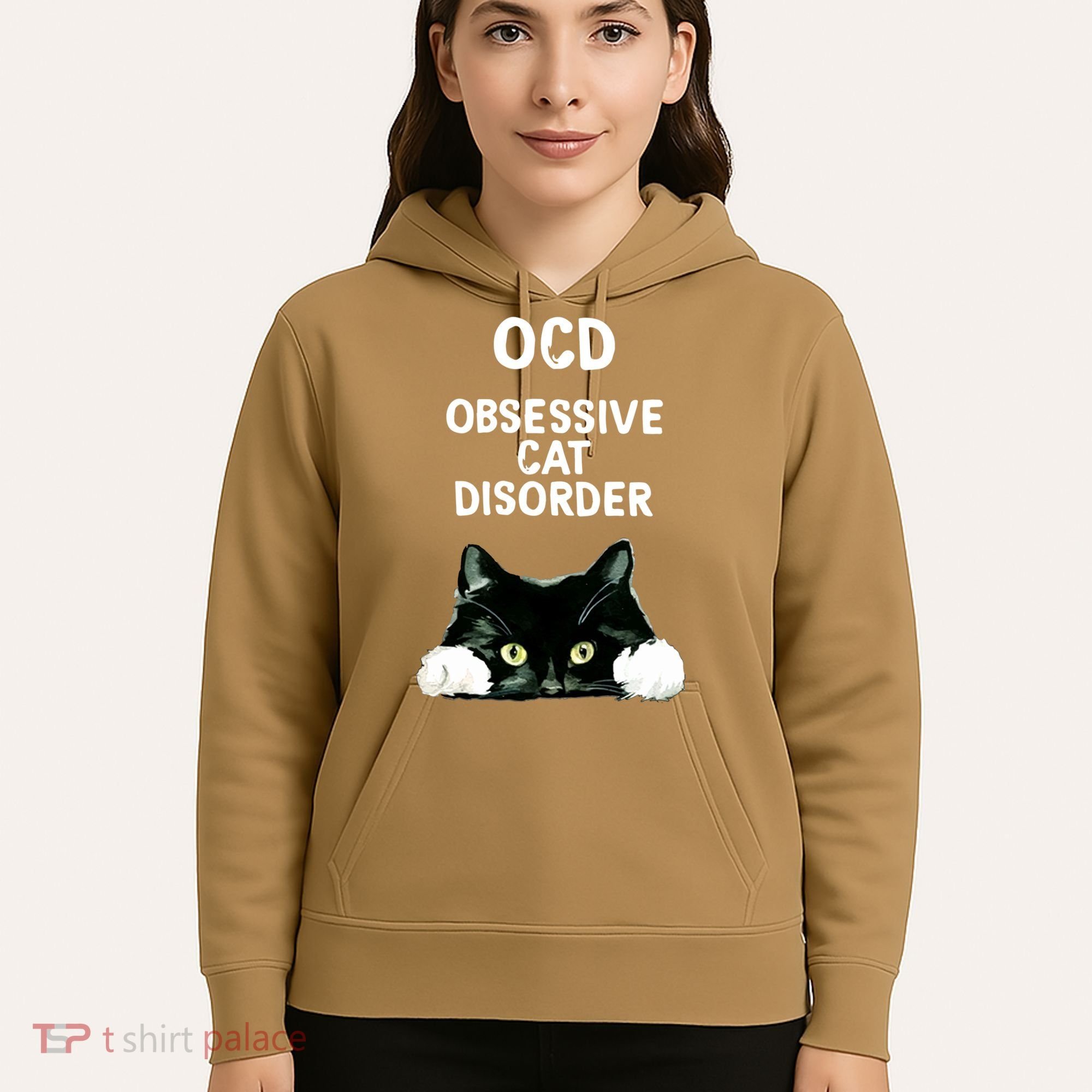 Ocd Obsessive Cat Disorder Animals Black And White Cat Hoodie