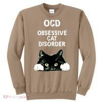 Ocd Obsessive Cat Disorder Animals Black And White Cat Sweatshirt thumb 0