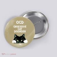 Ocd Obsessive Cat Disorder Animals Black And White Cat Button thumb 0
