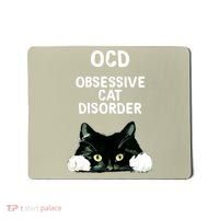 Ocd Obsessive Cat Disorder Animals Black And White Cat Mousepad thumb 0