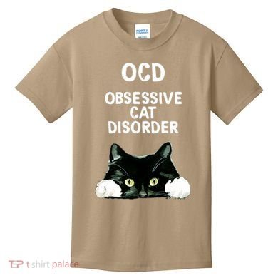 Ocd Obsessive Cat Disorder Animals Black And White Cat Kids T-Shirt