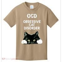 Ocd Obsessive Cat Disorder Animals Black And White Cat Kids T-Shirt thumb 0