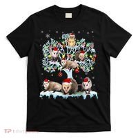 Opossums On Christmas Tree Xmas Lights Santa Opossum Lover T-Shirt thumb 0