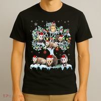 Opossums On Christmas Tree Xmas Lights Santa Opossum Lover T-Shirt thumb 3