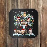 Opossums On Christmas Tree Xmas Lights Santa Opossum Lover Coaster thumb 0