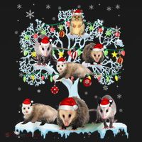 Opossums On Christmas Tree Xmas Lights Santa Opossum Lover Women's Hoodie thumb 2