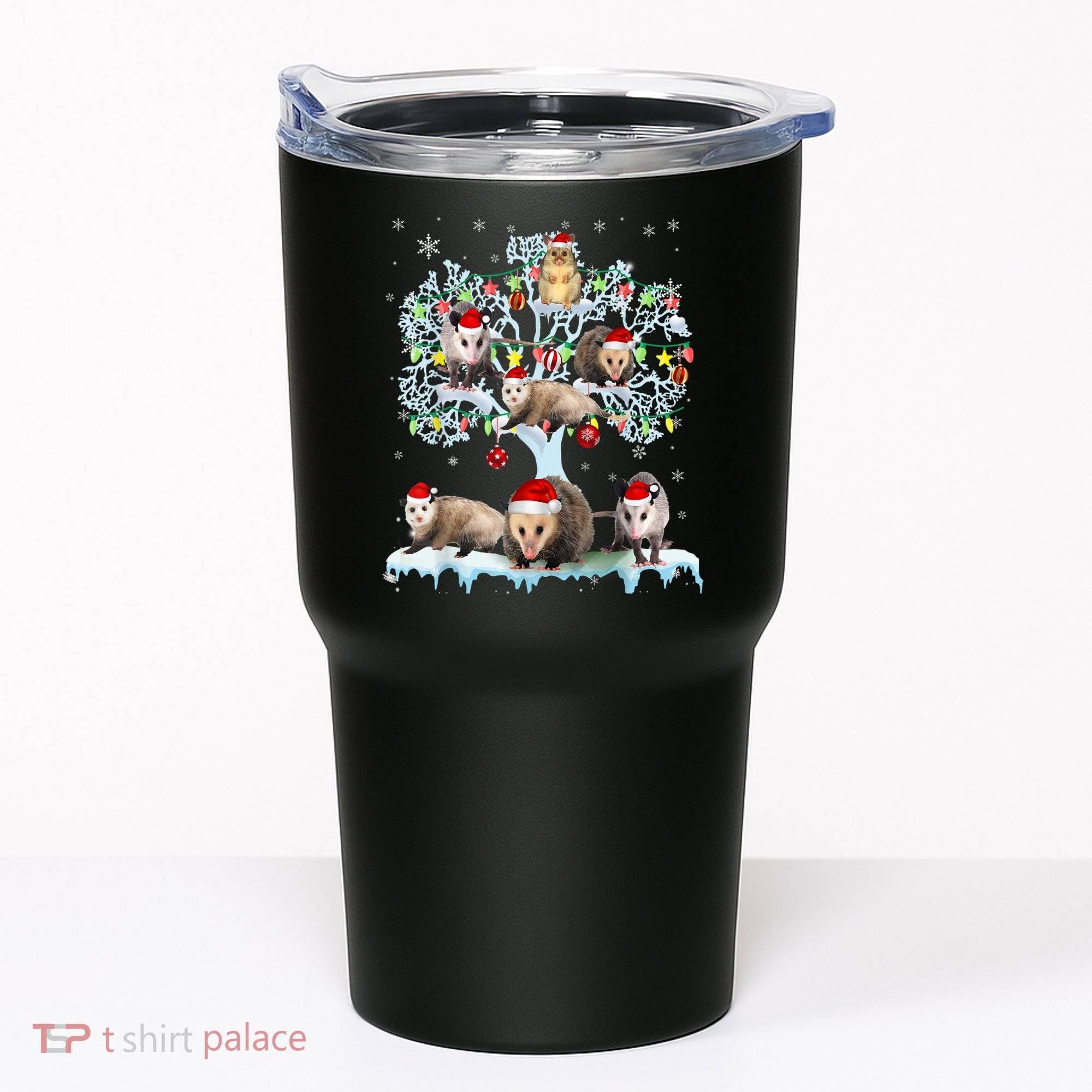 Opossums On Christmas Tree Xmas Lights Santa Opossum Lover Tumbler