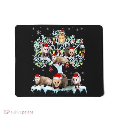 Opossums On Christmas Tree Xmas Lights Santa Opossum Lover Mousepad