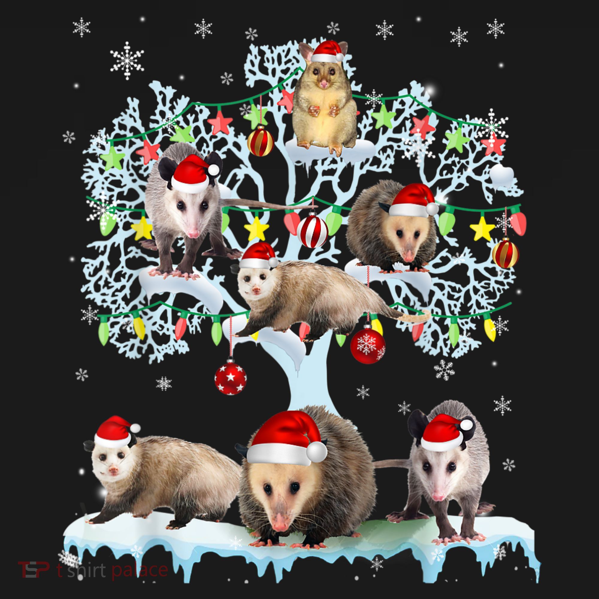 Opossums On Christmas Tree Xmas Lights Santa Opossum Lover Women's Tank Top