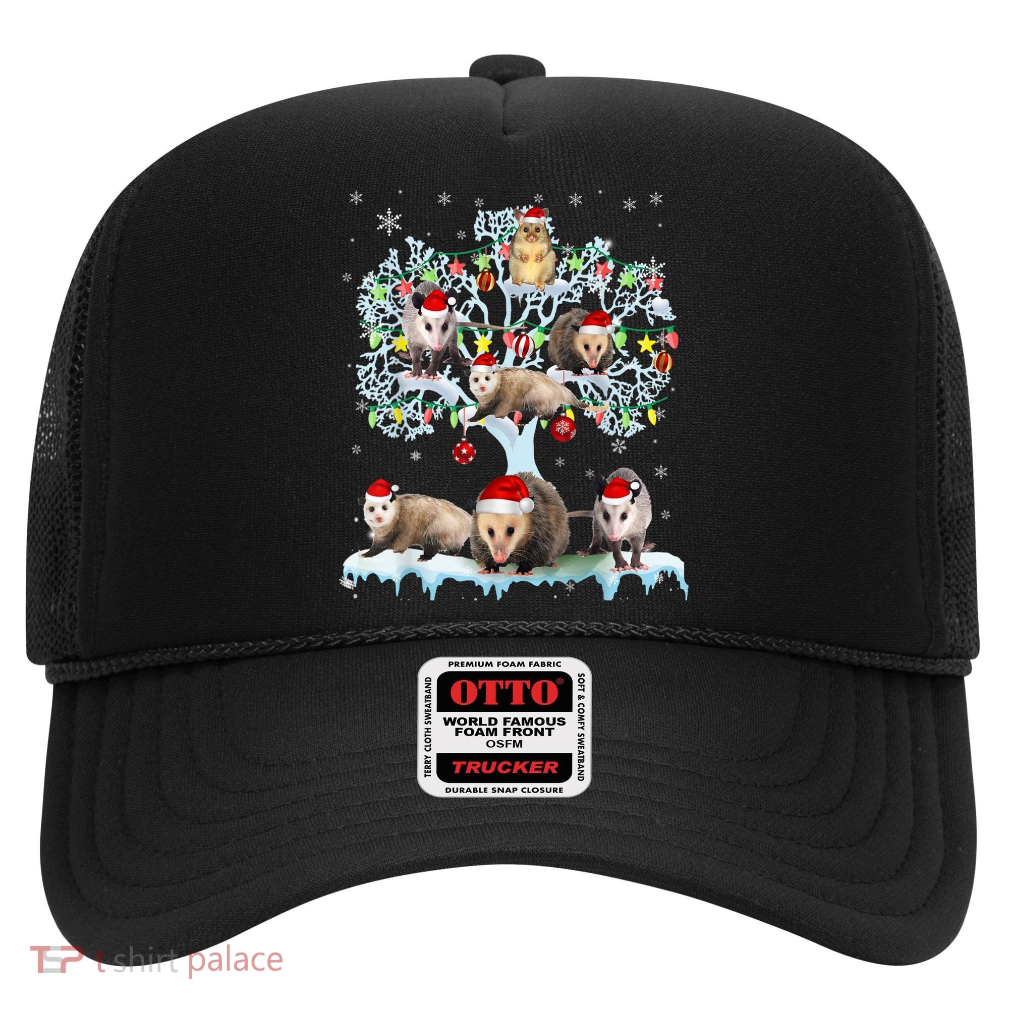 Opossums On Christmas Tree Xmas Lights Santa Opossum Lover Hat