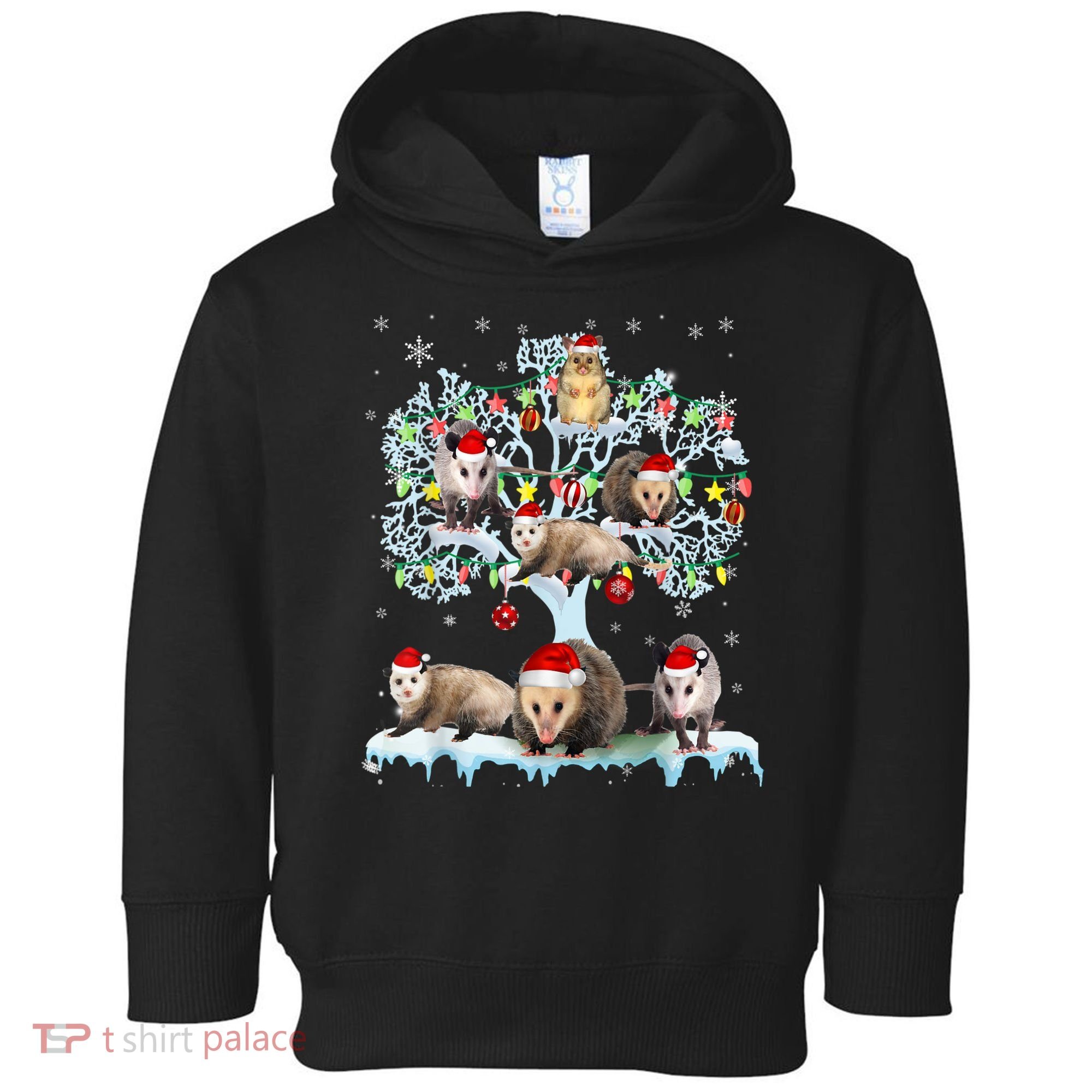 Opossums On Christmas Tree Xmas Lights Santa Opossum Lover Toddler Hoodie