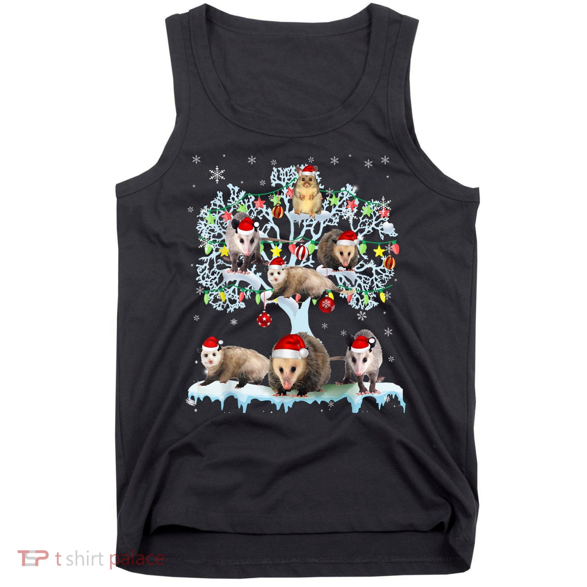Opossums On Christmas Tree Xmas Lights Santa Opossum Lover Tank Top