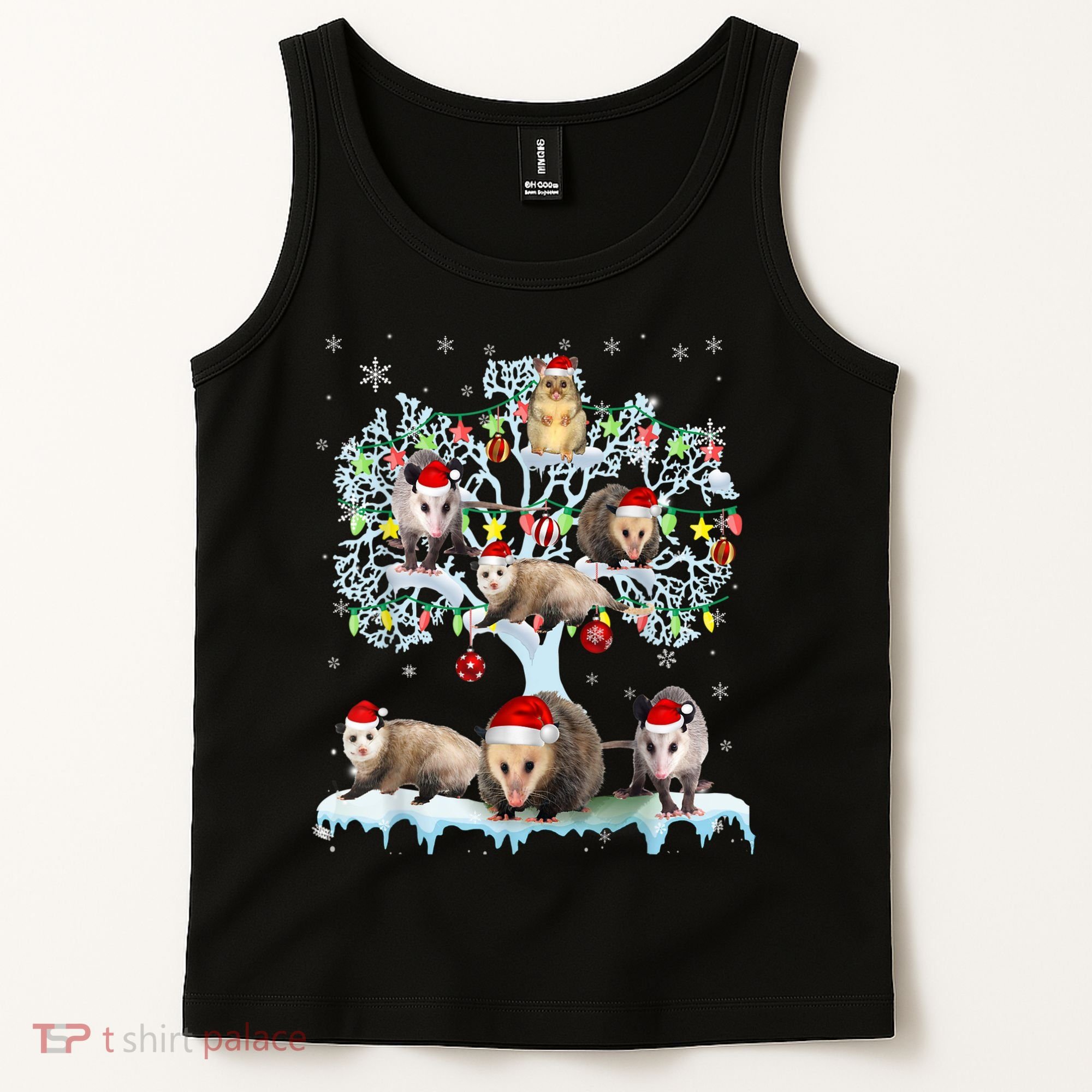 Opossums On Christmas Tree Xmas Lights Santa Opossum Lover Tank Top
