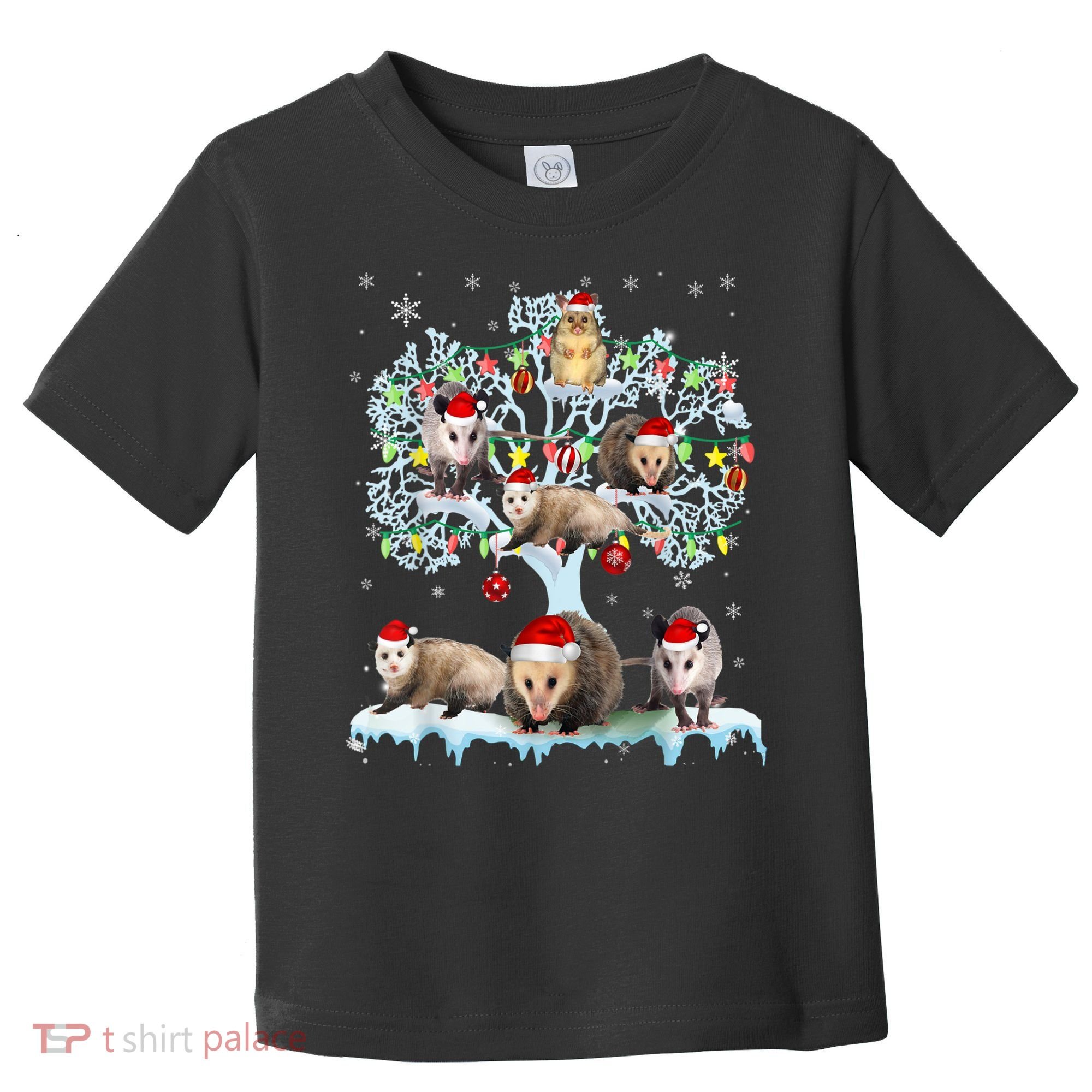 Opossums On Christmas Tree Xmas Lights Santa Opossum Lover Toddler T-Shirt