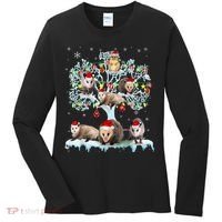 Opossums On Christmas Tree Xmas Lights Santa Opossum Lover Women's Long Sleeve Shirt thumb 0