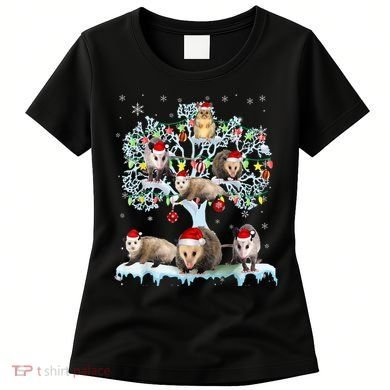 Opossums On Christmas Tree Xmas Lights Santa Opossum Lover Women's T-Shirt
