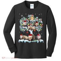 Opossums On Christmas Tree Xmas Lights Santa Opossum Lover Kids Long Sleeve Shirt thumb 0