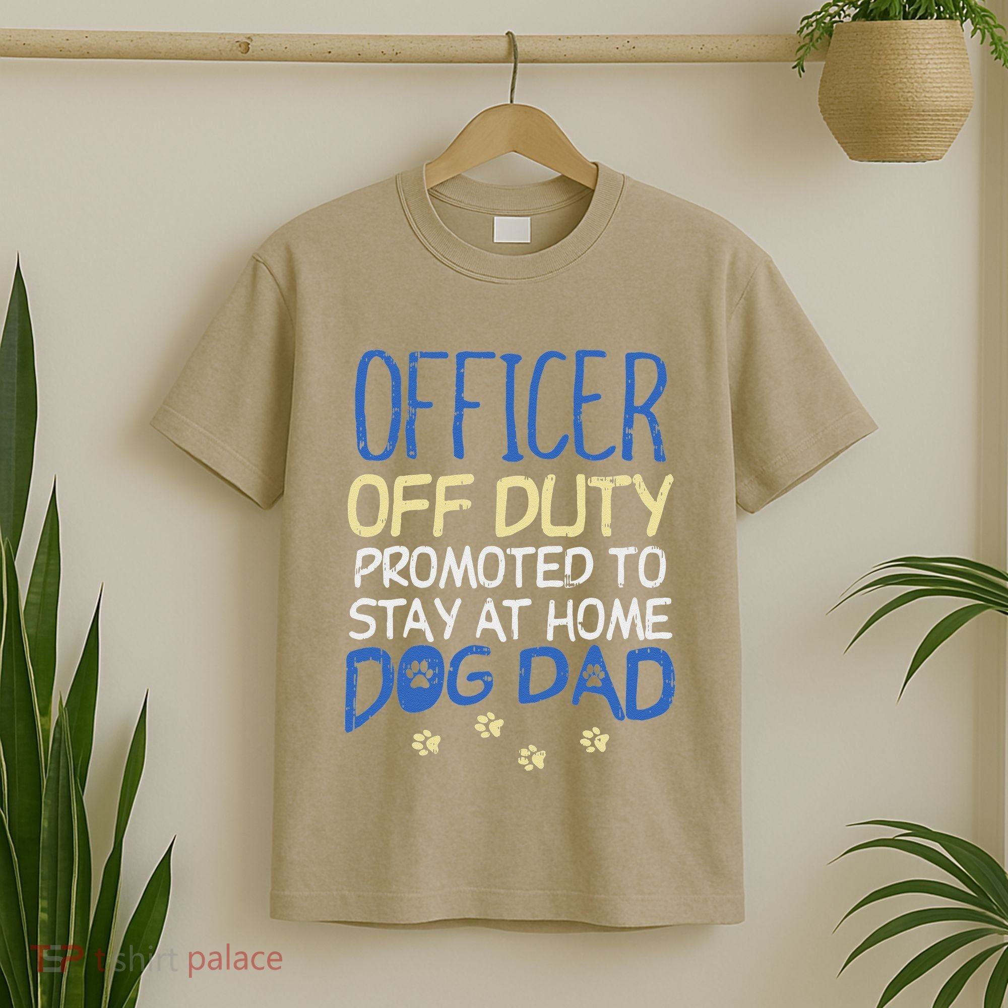 Officer Off Duty Dog Dad Funny Cop Police Retirement Gift T-Shirt