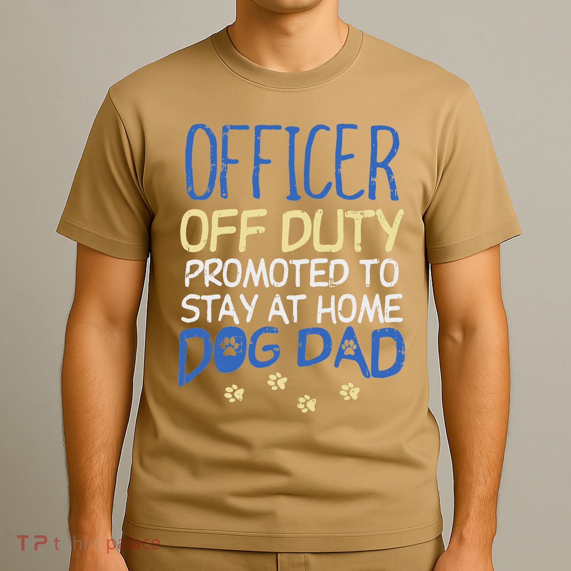 Officer Off Duty Dog Dad Funny Cop Police Retirement Gift T-Shirt