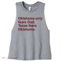 Oklahoma Only Fears God Texas Fears Oklahoma Women's Racerback Cropped Tank thumb 0
