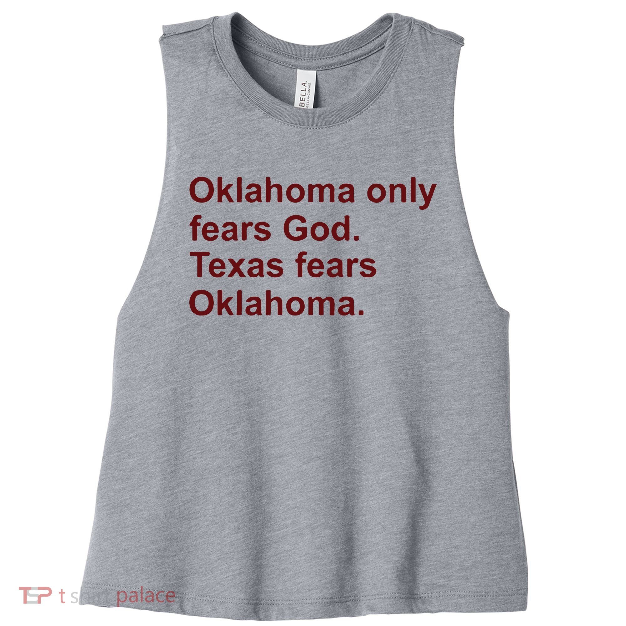 Oklahoma Only Fears God Texas Fears Oklahoma Women's Racerback Cropped Tank