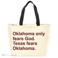 Oklahoma Only Fears God Texas Fears Oklahoma Tote Bag thumb 0