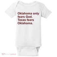 Oklahoma Only Fears God Texas Fears Oklahoma Baby Bodysuit thumb 0