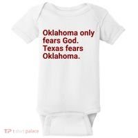 Oklahoma Only Fears God Texas Fears Oklahoma Baby Bodysuit thumb 0