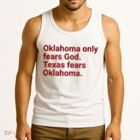 Oklahoma Only Fears God Texas Fears Oklahoma Tank Top thumb 3