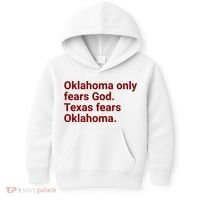 Oklahoma Only Fears God Texas Fears Oklahoma Kids Hoodie thumb 0