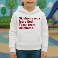 Oklahoma Only Fears God Texas Fears Oklahoma Kids Hoodie thumb 3