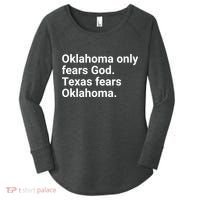 Oklahoma Only Fears God Texas Fears Oklahoma Women's Perfect Tri Tunic Long Sleeve Shirt thumb 0