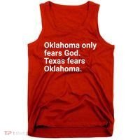 Oklahoma Only Fears God Texas Fears Oklahoma Tank Top thumb 0