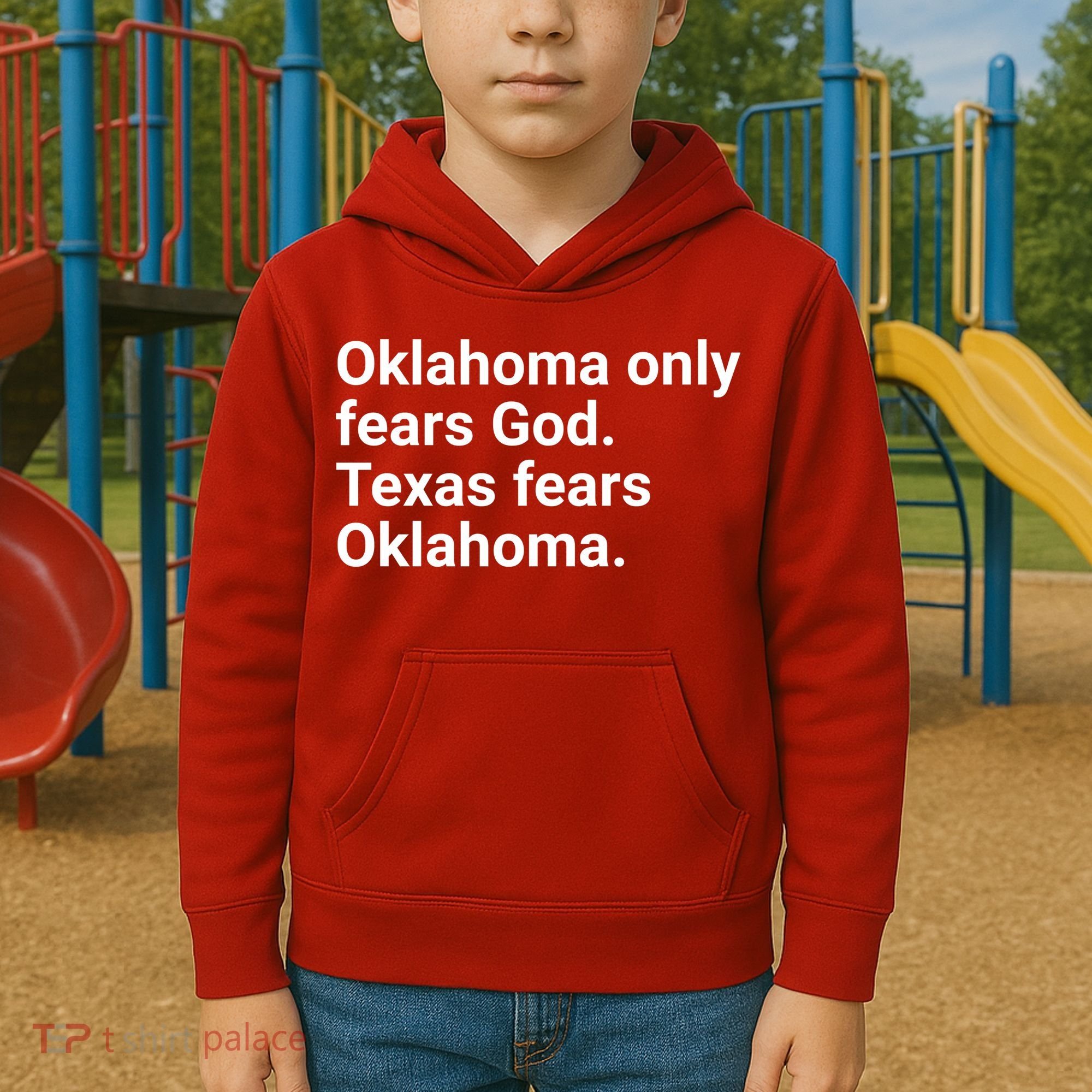 Oklahoma Only Fears God Texas Fears Oklahoma Kids Hoodie