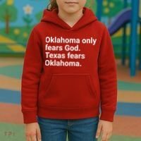 Oklahoma Only Fears God Texas Fears Oklahoma Kids Hoodie thumb 3