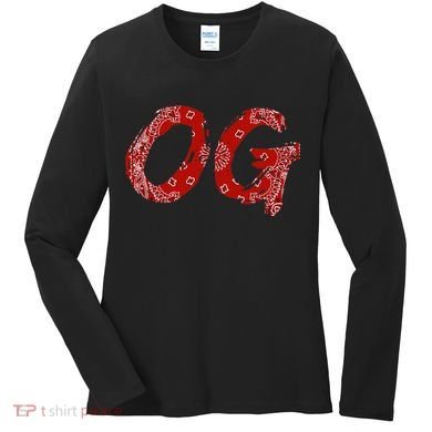 Og Original Gangster Compton Red Bandana Women's Long Sleeve Shirt