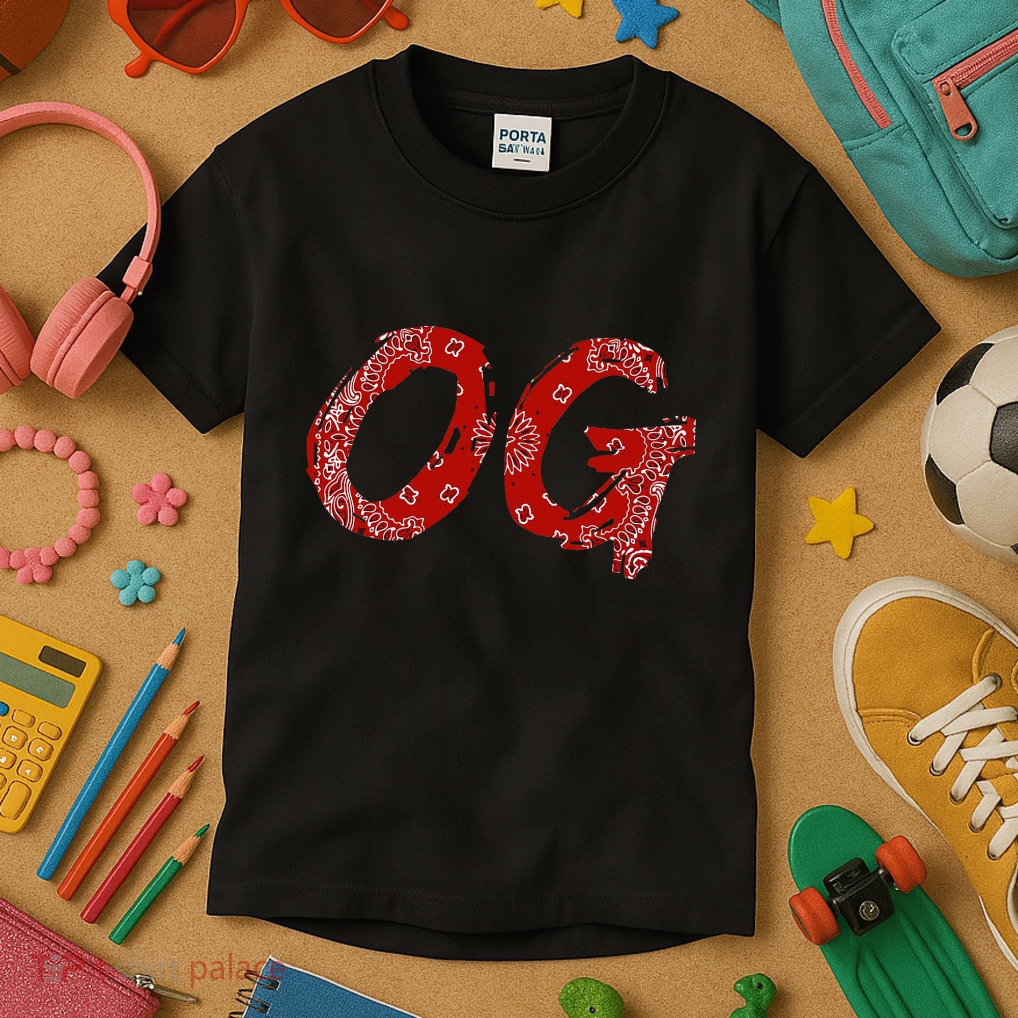 Og Original Gangster Compton Red Bandana Kids T-Shirt