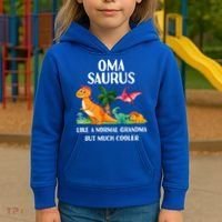 Omasaurus Oma Grandma Saurus Dinosaur Matching Cool Gift Kids Hoodie thumb 3